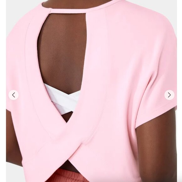 HALARA - Open back Crossover Hem Cut Out Cropped Casual Sports Top - NEW - Picture 3 of 7